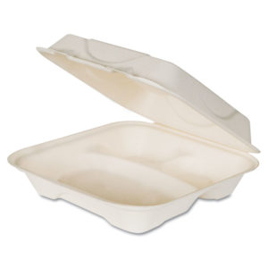 Eco-Products® Bagasse Hinged Clamshell Containers
