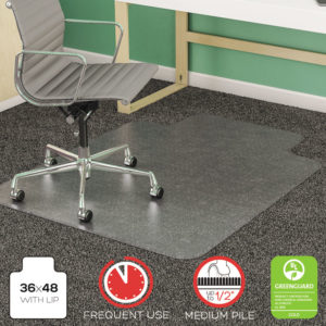 deflecto® SuperMat Frequent Use Chair Mat for Medium Pile Carpeting