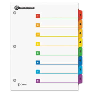 Cardinal® OneStep® 100% Recycled Printable Table of Contents Dividers