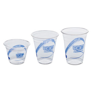 Eco-Products® BlueStripe™ Recycled Content Clear Plastic Cold Drink Cups