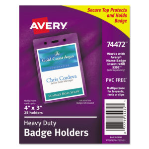 Avery® Heavy-Duty Secure Top™ Name Badge Holders