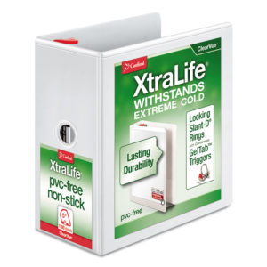 Cardinal® XtraLife® ClearVue™ Non-Stick Locking Slant-D® Ring Binder