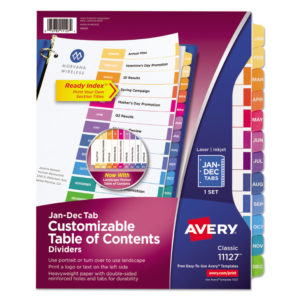 Avery® Customizable Table of Contents Ready Index® Multicolor Dividers with Printable Section Titles