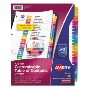 Avery® Customizable Table of Contents Ready Index® Multicolor Dividers with Printable Section Titles