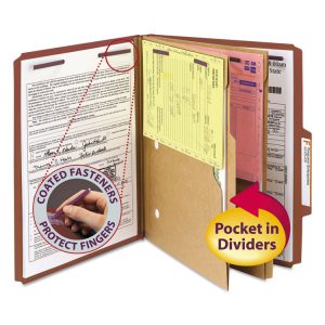 Smead® Six-Section Pressboard Top Tab Pocket-Style Classification Folders with SafeSHIELD® Coated Fasteners
