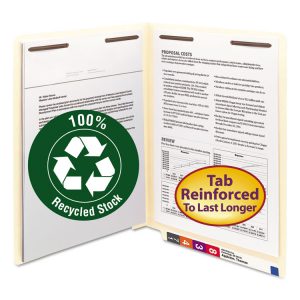 Smead® 100% Recycled Manila End Tab Folders with Fasteners