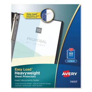 Avery® Heavyweight and Super Heavyweight Easy Load Non-Glare Sheet Protector
