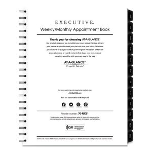 AT-A-GLANCE® Executive® Weekly/Monthly Planner Refill with 15-Minute Appointments
