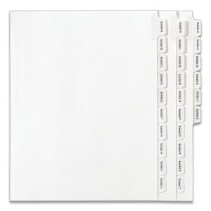 Avery® Preprinted Legal Exhibit Index Tab Dividers with Black and White Tabs