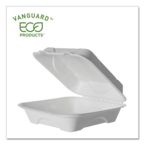 Eco-Products® Vanguard Renewable and Compostable Sugarcane Clamshells